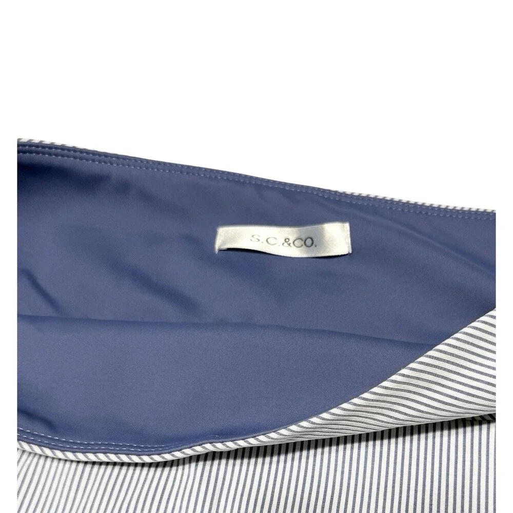 SC & Co Tummy Control Golf Skort Womens Blue/White Striped Stretch Tennis Skort